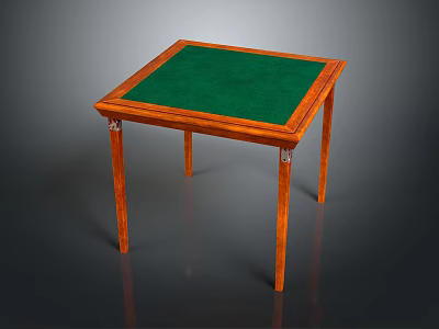 Square Functional Table with Green Felt Surface and Elegant Wooden Legs 3d model