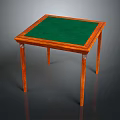 Square Functional Table with Green Felt Surface and Elegant Wooden Legs