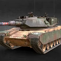 Modern Military Tank With Green Camouflage Star Insignia Long Cannon Barrel And Tracks