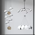 Modern Glass Ball And Petal Shaped Chandeliers With Metal Suspension Frames