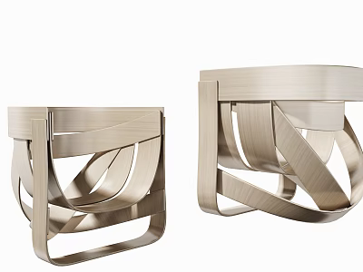 Elegant Modern Brushed Metal Single Chair With Intertwined Strip Frame Design 3d model