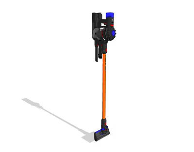Lightweight Upright Vacuum Cleaner With Orange Pole And Black Blue Components For Home Cleaning 3d model