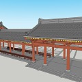 Corridor Multi-layer Eaves Chinese-style Rest Corridor Beauty Hanging Top Ancient Architecture 3d model