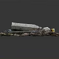 Outdoor Underground Construction Model With Concrete Pipes Metal Supports And Grass