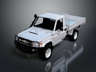 White Single Cab Pickup Truck With Open Cargo Bed Exterior Design 3d model