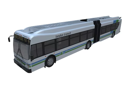 Modern Articulated Bus With Silver Body And Blue Green Stripes For Urban Transit 3d model