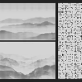 Decorative Wall Panels Featuring Mountain Landscape And Dot Pattern Designs For Interior 3d model