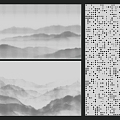 New Chinese Landscape Painting Perforated Plate Landscape Painting Punched Background Wall Gradient Perforated Plate Perforated Wall Plate Mine Screen Moire Wave Dot Plate 3d model