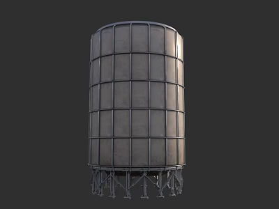 Industrial Storage Tank Structure With Metal Frame And Support Legs Design 3d model