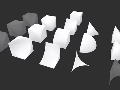 Modern Garden Landscape With White Gray Geometric Shapes And Abstract Designs 3d model