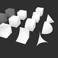 Modern Garden Landscape With White Gray Geometric Shapes And Abstract Designs