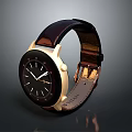 Elegant Modern Watch With Leather Strap Gold Case And Black Dial Timepiece
