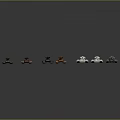 Various Military Vehicle Models With Different Color Paint Finishes Arranged In A Row