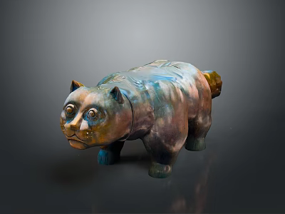 Unique Artistic Multicolored Bear Sculpture With Ceramic Bronze Finish For Home Decor 3d model