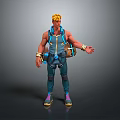 Game and Movie Character Featuring Blonde Hair Blue Vest Yellow Accents Arm Bands Colorful Shoes