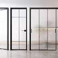 Modern Interior Glass Doors With Black Frame And Different Glass Patterns 3d model