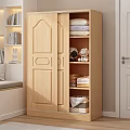 Modern Wooden Wardrobe With Double Doors and Shelves for Folded Clothes Pillows and Stuffed Toys