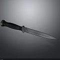 Tactical Weapon Knife With Black Textured Handle And Sharp Metal Blade