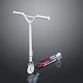 Stylish White Scooter With Red Black Deck And White Wheels On Dark Background