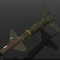 Military Green Missile Weapon With Yellow Band Fins And Aerodynamic Structure