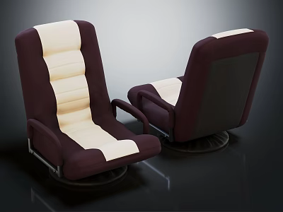 Burgundy and Cream Striped Leisure Chair with Armrests Swivel Base and Modern Design 3d model