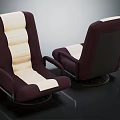 Burgundy and Cream Striped Leisure Chair with Armrests Swivel Base and Modern Design