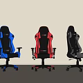 Modern Armchairs in Blue Red Black Colors with Wheels and Ergonomic Design