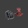 Gray And Red Bench Vises With Clamping Jaws And Heavy Duty Base