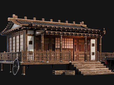 Traditional Ancient Building Featuring Wooden Structure Tile Roof Balustrade And Steps 3d model
