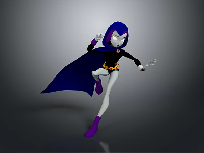 3D Rendered Man as Superhero in Purple Costume with Cape and Boots 3d model