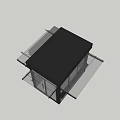 Modern Black Security Booth With Glass Windows And Canopy Design 3d model
