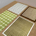 Square Rugs With Diverse Patterns Like Circles Dots And Grids For Living Room Decor