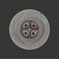 Circular Concrete Manhole Cover With Four Stone Blocks And Ring Pattern 3d model