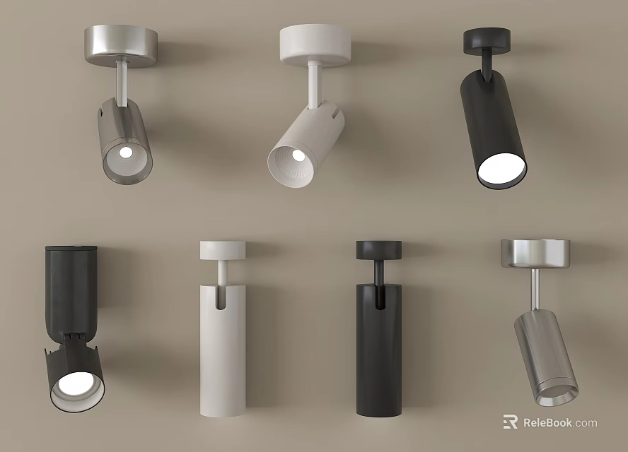 Modern Downlights and Spotlights with Silver White Black Stylish Designs for Home 3d model 