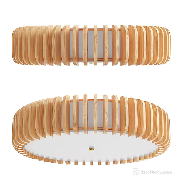 Modern Wooden Circular Ceiling Light With Layered Design For Home Interior 3d model 