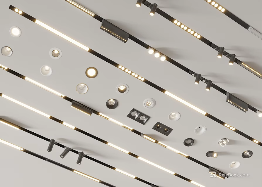 Different Types of Downlights and Spotlights with Mounting Accessories and Lighting Components 3d model 