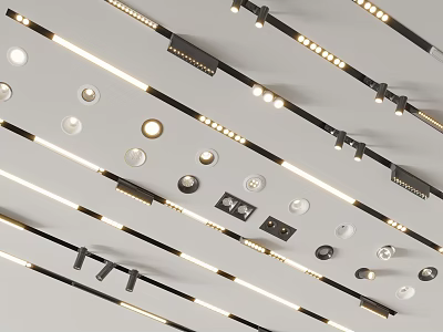 Different Types of Downlights and Spotlights with Mounting Accessories and Lighting Components 3d model