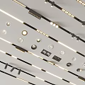 Different Types of Downlights and Spotlights with Mounting Accessories and Lighting Components