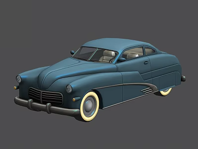 Vintage Blue Classic Car With Sleek Body Design And White Wall Tires 3d model