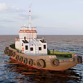 Sailing Boat With White Superstructure Red Gray Hull Green Deck And Tires On Calm Sea