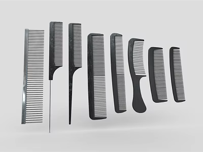 Professional Hair Combs In Various Sizes And Different Shapes For Styling 3d model