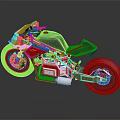 Sleek Modern Motorcycle Design With Dark Metallic Body And Gold Accent Frames