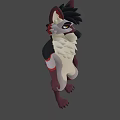 Anthropomorphic Wolf Character With Black Ears White Body Brown Limbs And Red Accents
