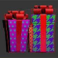 Colorful Gift Boxes With Red Bows And Star Geometric Patterns For Daily Use 3d model