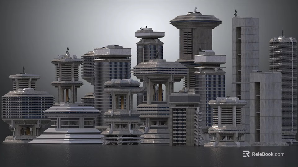 Futuristic Urban Architecture With Modern Skyscrapers And Unique Tower Designs 3d model 