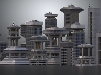 Futuristic Urban Architecture With Modern Skyscrapers And Unique Tower Designs 3d model