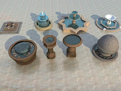 Various Garden Water Fountain Ornaments With Unique Designs For Outdoor Use 3d model
