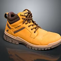 Yellow Work Boots With Brown Laces And Slip Resistant Durable Sole 3d model