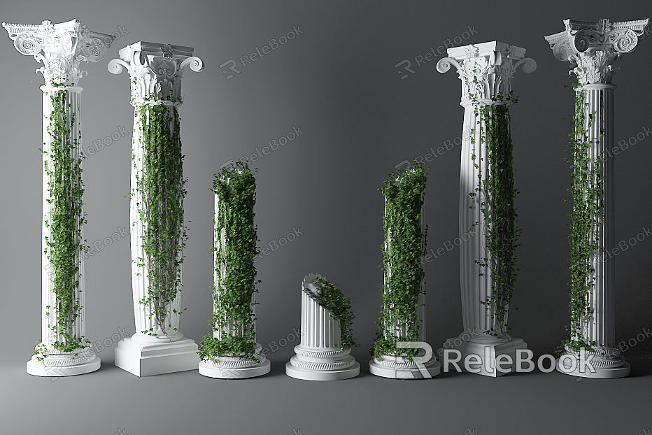 European Roman Column Roman Column Green Plant Rose model