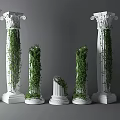 Classic Roman Columns Adorned With Green Vines In Various Sizes And Styles